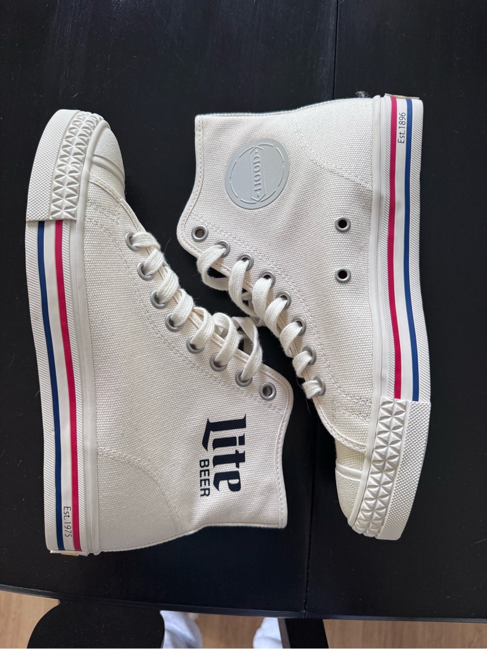 Miller Lite x Mitchell & Ness Cream Canvas Lace-Up Sneakers